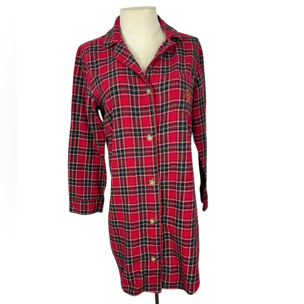 Lauren Ralph Lauren Sleepshirt Nightshirt Size M Cotton Red Plaid pajamas